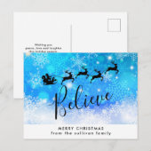 Carte Postale Le père noël et son renne de vol - croyez (Devant / Derrière)