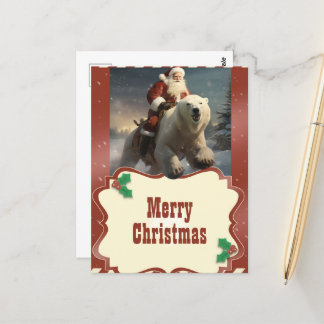 Carte Postale Le Père Noël fait une peinture d'ours