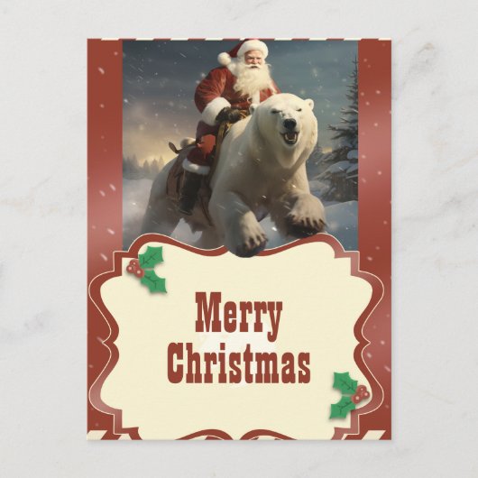 Carte Postale Le Père Noël fait une peinture d'ours (Devant)