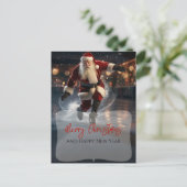 Carte Postale Le Père Noël sur la glace (Debout devant)