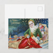 Carte Postale Le Père Noël sur sa traîne (Devant / Derrière)