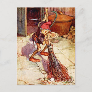 Carte Postale Le petit Brownie fait les travaux ménagers