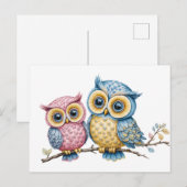 Carte Postale Le petit et le grand hibou (Devant / Derrière)