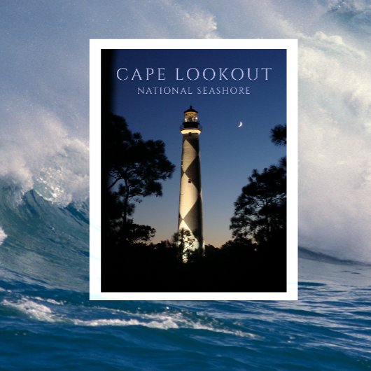 Carte Postale Le phare de Cape Lookout à la nuit