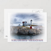 Carte Postale Le phare "Nubble" Cape Neddick York, Maine (Devant / Derrière)