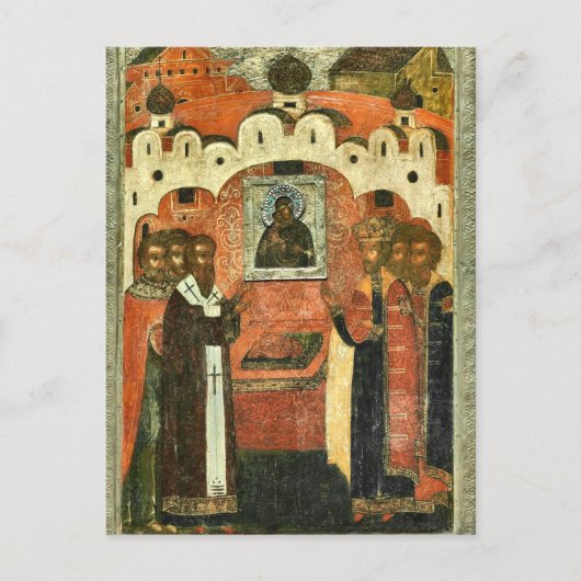 Carte Postale Le placement de la robe de la Mère de Dieu Icône (Devant)