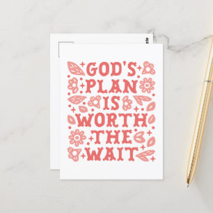 Carte Postale Le plan de Dieu vaut l'attente Christian girl rose