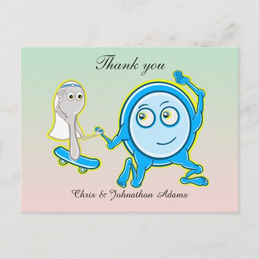 Carte Postale Le plat disparut avec le Merci Mariage à cuillère (Devant)