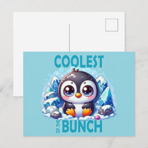 Carte Postale Le plus frais du jeu de mots Bunch Cute baby Pengu
