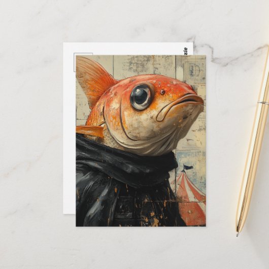 Carte Postale Le poisson au cirque (Devant/Arrière en situation)