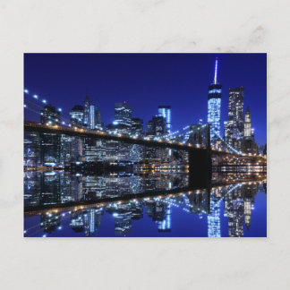 Carte Postale Le pont de Brooklyn et la statue de la Liberté à l