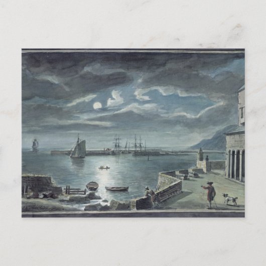 Carte Postale Le port et le Cobb, Lyme Regis par Moonlight (Devant)