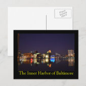 Carte Postale Le port intérieur de Baltimore à la nuit (Devant / Derrière)