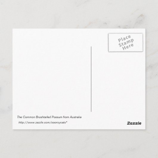 Carte Postale Le Possum brossé commun d'Australie (Dos)