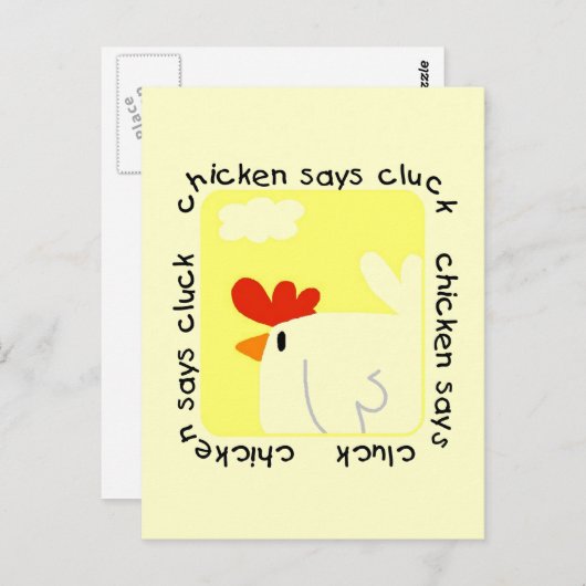 Carte Postale Le poulet indique des T-shirts et des cadeaux de (Devant / Derrière)