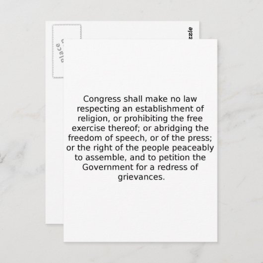 Carte Postale Le Premier Amendement (Devant / Derrière)