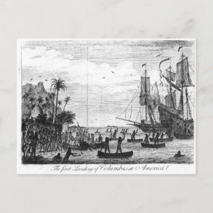 Carte Postale Le premier débarquement de Columbus en Amérique