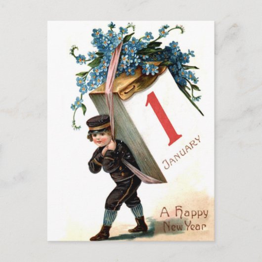 Carte Postale Le Premier Janvier Arrive (Devant)