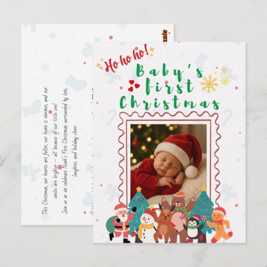 Carte Postale Le premier Noël de bébé personnalisé (Devant / Derrière)