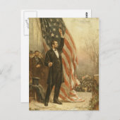 Carte Postale Le président Abraham Lincoln sous le drapeau améri (Devant / Derrière)