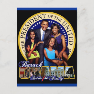 CARTE POSTALE LE PRÉSIDENT BARACK OBAMA ET LA FAMILLE