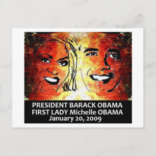 CARTE POSTALE LE PRÉSIDENT BARACK OBAMA PREMIÈRE DAME MICHELLE O