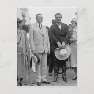 Carte Postale Le président Coolidge et Tom Mix