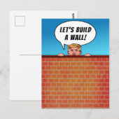 Carte Postale Le président Donald Trump construit un mur amusant (Devant / Derrière)