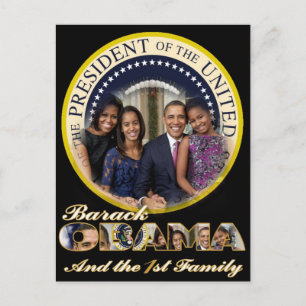 CARTE POSTALE LE PRÉSIDENT OBAMA ET LA FAMILLE DU FRIST