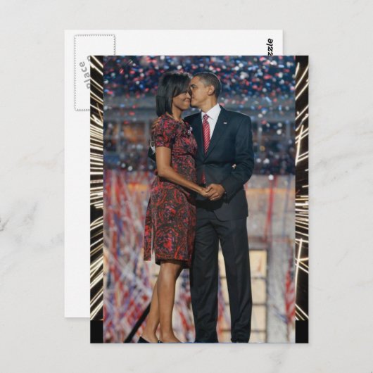 Carte Postale Le président Obama et Michelle Keepsaké (Devant / Derrière)