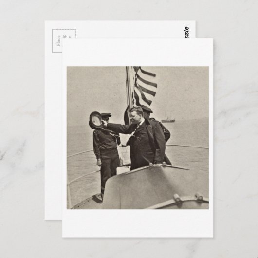 Carte Postale Le président Teddy Roosevelt sur Algonquin Bull Mo (Devant / Derrière)