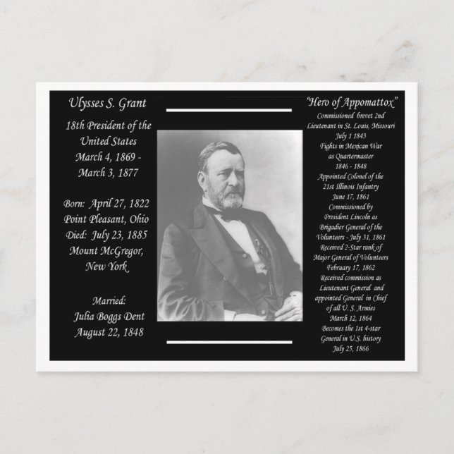 Carte Postale Le Président Ulysse S Grant (Devant)