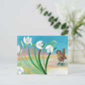 Carte Postale Le printemps arrive - Wren bird & snowdrops (Debout devant)