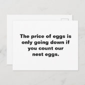 Carte Postale Le prix des oeufs ne baisse que si vous comptez (Devant / Derrière)