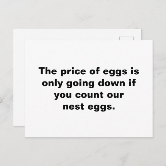 Carte Postale Le prix des oeufs ne baisse que si vous comptez (Devant / Derrière)