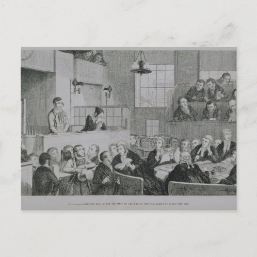 Carte Postale Le procès à l'Old Bailey, plaque 5 de 'The Drunk (Devant)