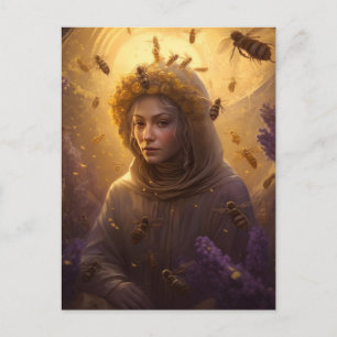 Carte Postale Le protecteur de la femme blonde miel abeille