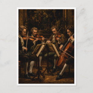 Carte Postale Le Quatuor à Cordes Classique - Peinture à l'Huile
