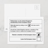 Carte Postale Le référendum reste dans l'UE (Devant / Derrière)