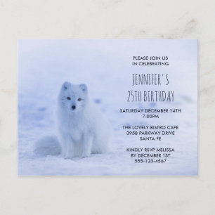 Carte Postale Le renard arctique mignon à la fête d'anniversaire