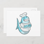 Carte Postale Le requin comme chef avec tablier de Cuisine (Devant / Derrière)