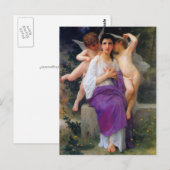 Carte Postale Le réveil du coeur par Bouguereau (Devant / Derrière)