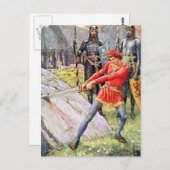 Carte Postale Le roi Arthur tire l'épée de la Pierre (Devant / Derrière)