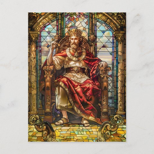 Carte Postale Le roi assis sur son trône (Devant)