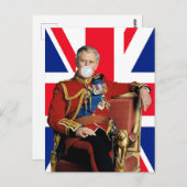 Carte Postale Le roi Charles Blown White Buble chewing Drapeau b (Devant / Derrière)