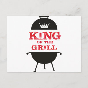Carte Postale Le Roi Du Grill, Blanc Noir Couronne Rouge