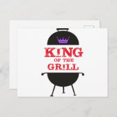 Carte Postale Le Roi Du Grill, Noir Violet Couronne Rouge (Devant / Derrière)