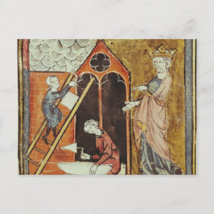 Carte Postale Le roi Louis VI regarde la construction de