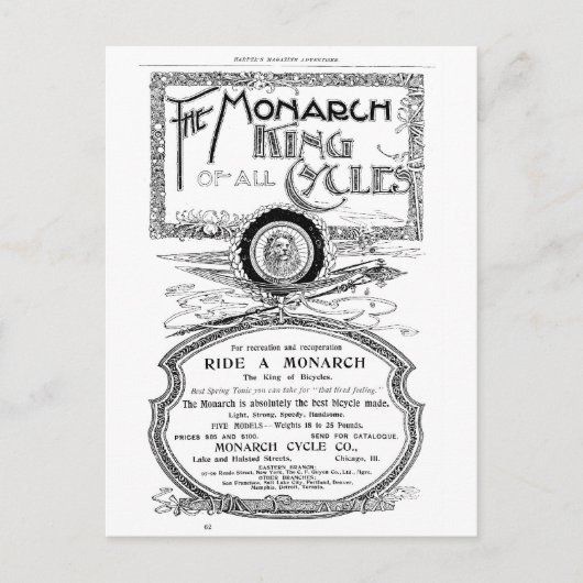 Carte Postale Le roi monarque de tous les cycles (Devant)