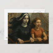 Carte Postale Le Rollercoaster Ride Scary Nun et l'enfant (Devant / Derrière)